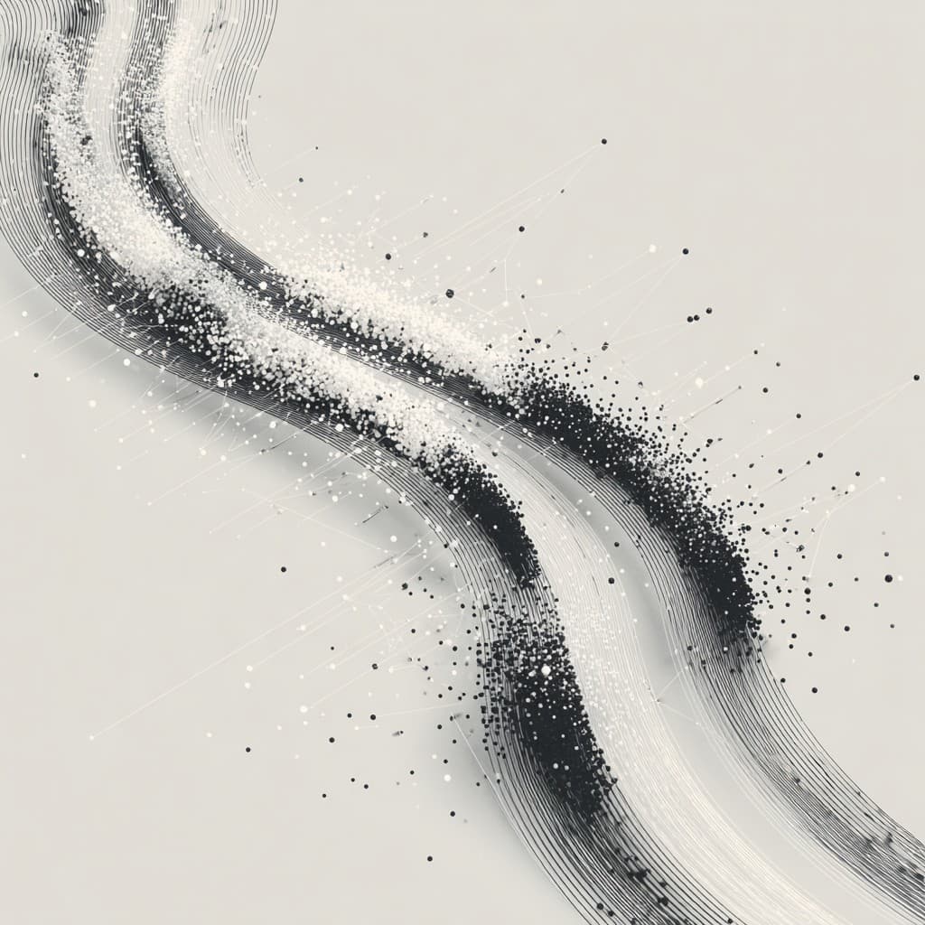 Abstract monochromatic flow suggesting partnerships and data routing